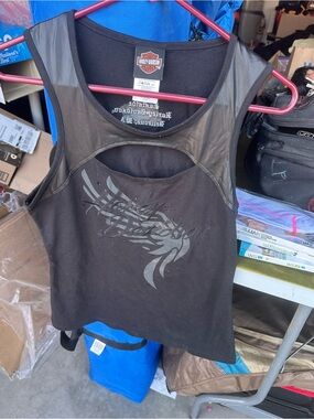 Harley-Davidson Black Tank with Mesh Yoke and Tribal Graphic